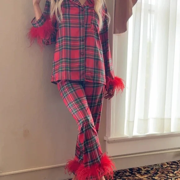 Bon Viviann Red Plaid Pajama Set - Picture 3 of 5